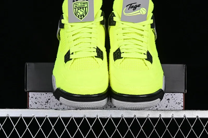 All categories Air Jordan Jordan series basketball shoes Air Jordan 4 Air Jordan 4 Retro "Bred Reimagined" AJ4 Joe 4 fluorescent yellow tennis felt upper DV6773-700